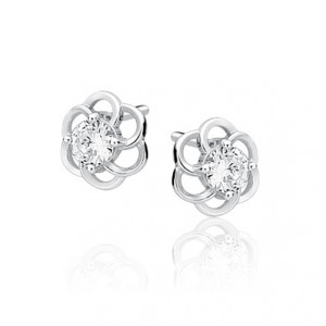 Cercei argint floare cu piatra DiAmanti Z1621E_W-DIA (Argint 925‰ 1,2 g.)